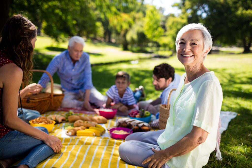 A family picnic with the grandparents